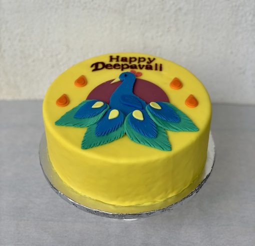 Deepavali Celebration Cake - Peacock Design (Round)