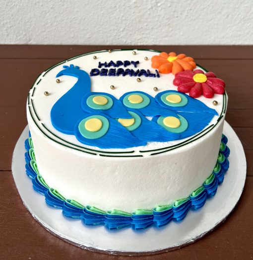 Deepavali Festive Cake - Peacock Floral Design
