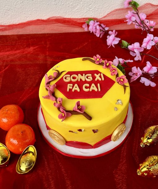 CNY Celebration Cake (with Buttercream / Fondant Icing) - Prosperity Blossoms
