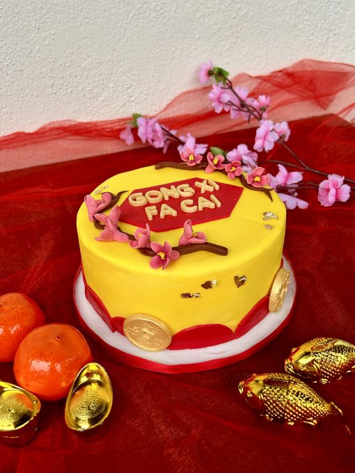 CNY Celebration Cake (with Buttercream / Fondant Icing) - Prosperity Blossoms - Image 2