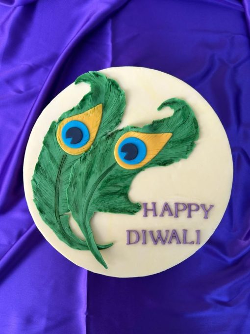 Deepavali Celebration Cake - Feathers & Lamp