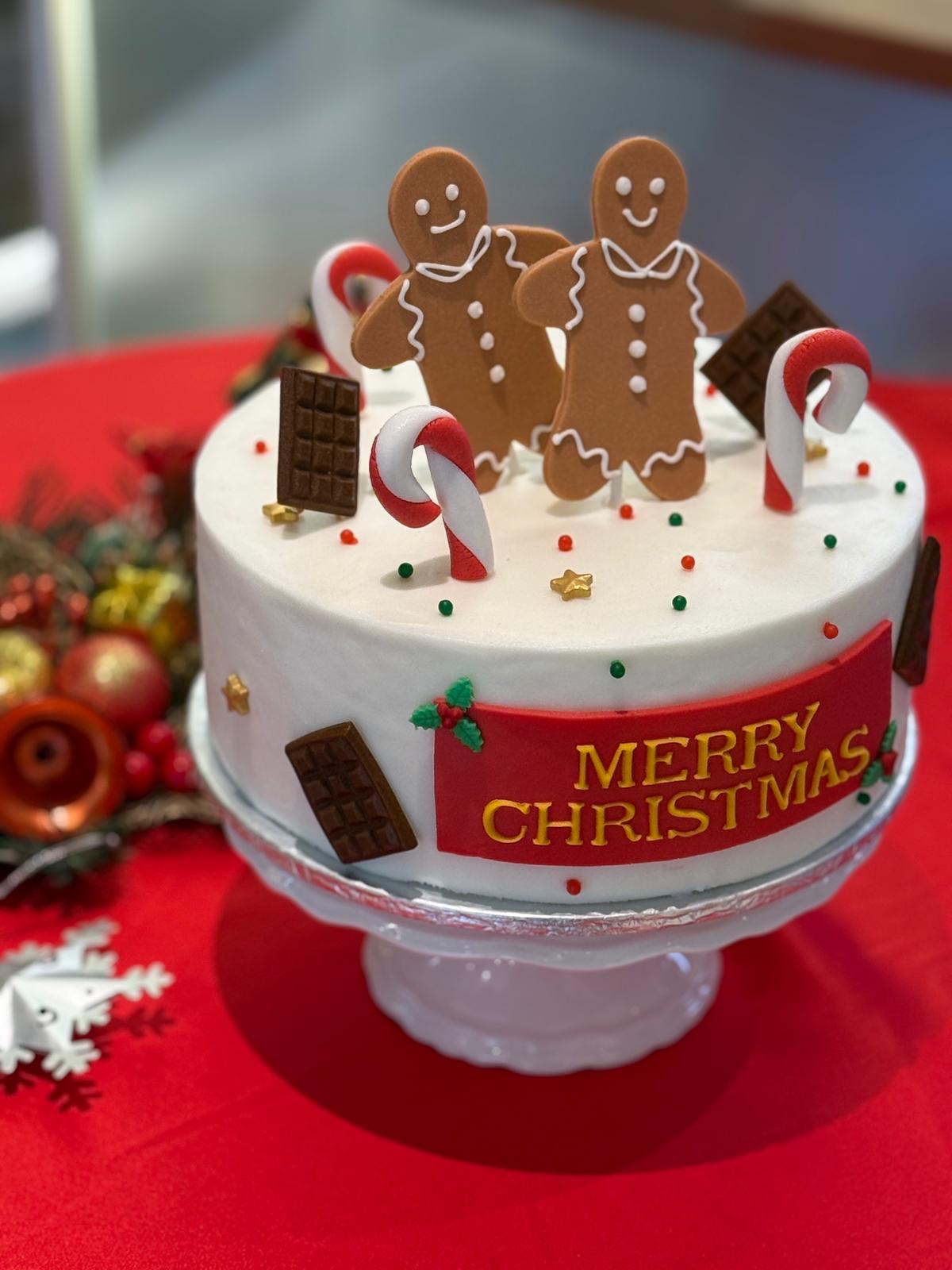 Christmas Celebration Cake - Christmas Cheer (with butter icing / fondant icing)