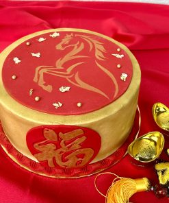 CNY Celebration Cake with Fondant Icing - Majestic Beauty