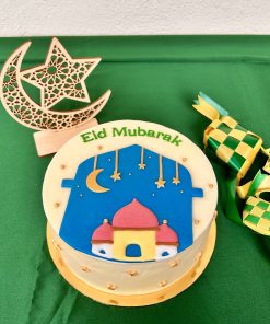 Alternative view of Hari Raya Celebration Cake (with Butter Icing / Fondant Icing) - Mosque in Moonlight